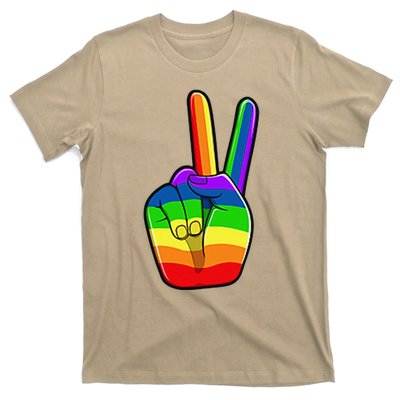 Lgbtq Pride Month Lgbt Gay Peace Hand Sign Minimalistic T-Shirt