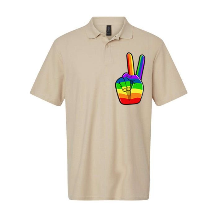 Lgbtq Pride Month Lgbt Gay Peace Hand Sign Minimalistic Softstyle Adult Sport Polo