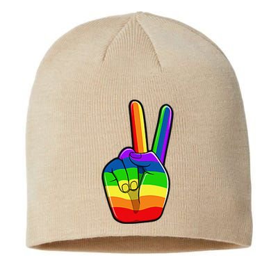 Lgbtq Pride Month Lgbt Gay Peace Hand Sign Minimalistic Sustainable Beanie