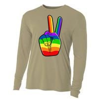 Lgbtq Pride Month Lgbt Gay Peace Hand Sign Minimalistic Cooling Performance Long Sleeve Crew