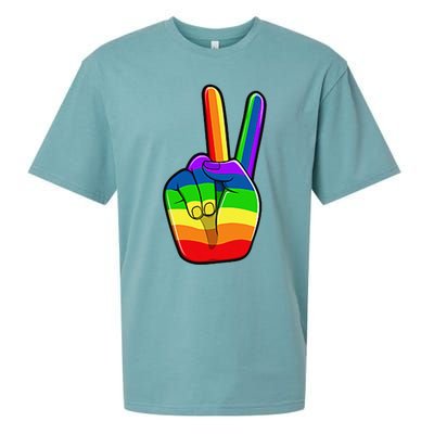 Lgbtq Pride Month Lgbt Gay Peace Hand Sign Minimalistic Sueded Cloud Jersey T-Shirt