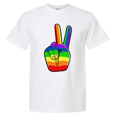 Lgbtq Pride Month Lgbt Gay Peace Hand Sign Minimalistic Garment-Dyed Heavyweight T-Shirt