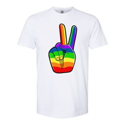 Lgbtq Pride Month Lgbt Gay Peace Hand Sign Minimalistic Softstyle® CVC T-Shirt