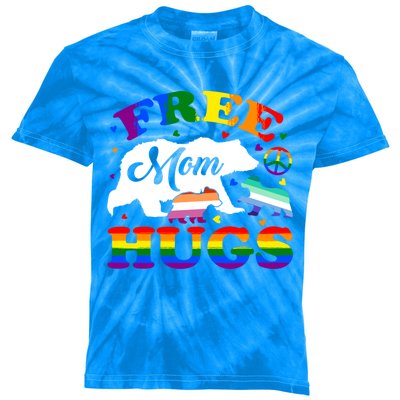 Lgbtq Pride Mama Bear Free Mom Hugs Vintage Rainbow Flag Gift Kids Tie-Dye T-Shirt