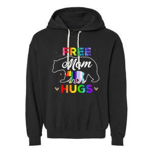 LGBTQ Pride Mama Bear Free Mom Hugs Garment-Dyed Fleece Hoodie