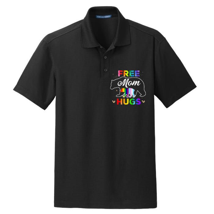 LGBTQ Pride Mama Bear Free Mom Hugs Dry Zone Grid Polo