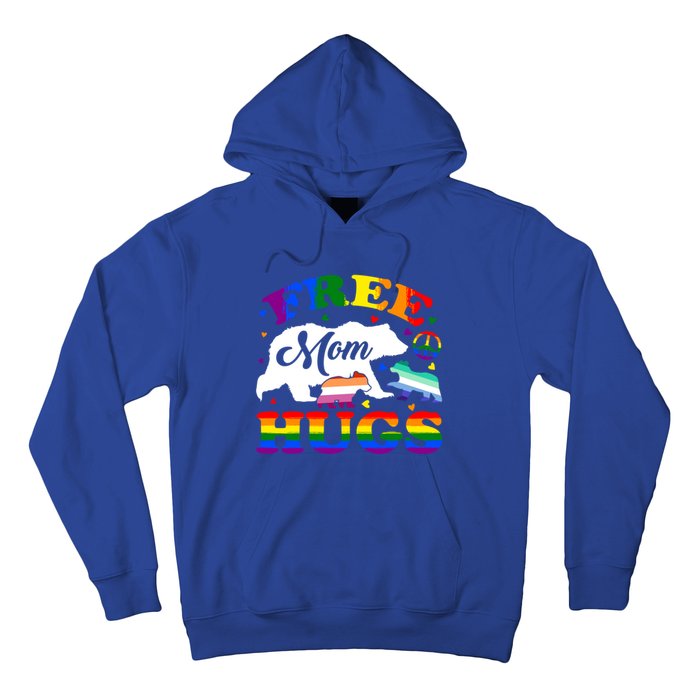 Lgbtq Pride Mama Bear Free Mom Hugs Vintage Rainbow Flag Funny Gift Hoodie