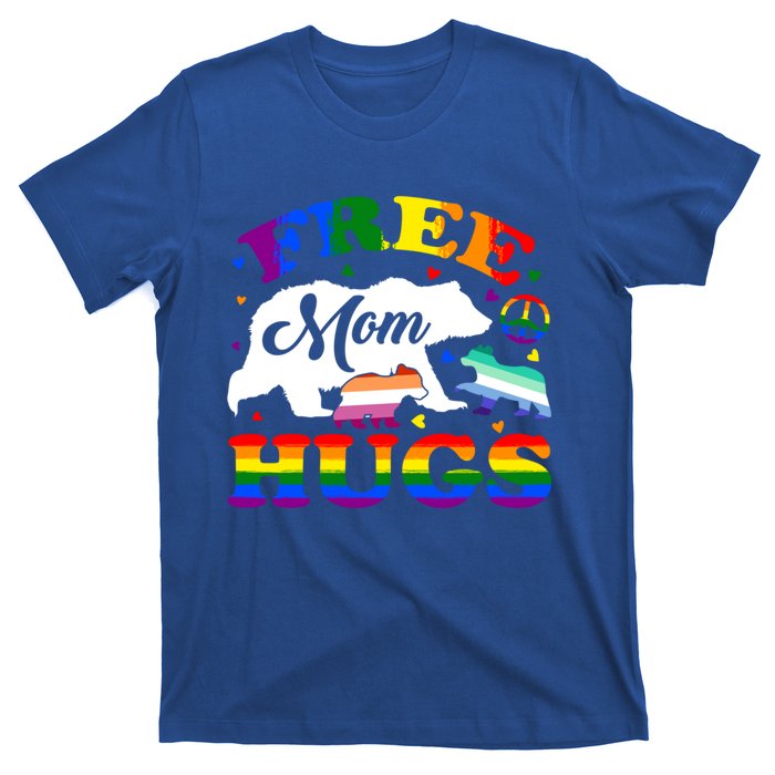 Lgbtq Pride Mama Bear Free Mom Hugs Vintage Rainbow Flag Funny Gift T-Shirt