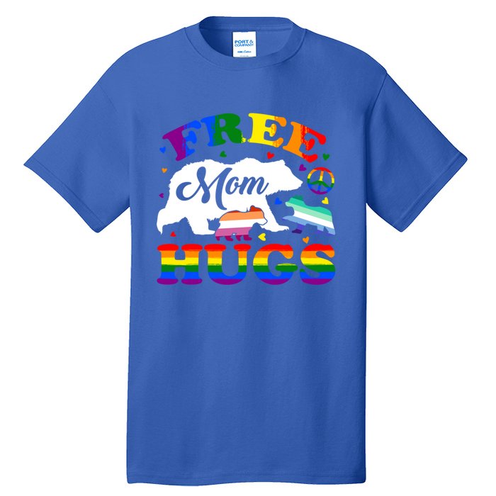 Lgbtq Pride Mama Bear Free Mom Hugs Vintage Rainbow Flag Funny Gift Tall T-Shirt