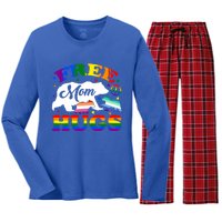 Lgbtq Pride Mama Bear Free Mom Hugs Vintage Rainbow Flag Funny Gift Women's Long Sleeve Flannel Pajama Set 