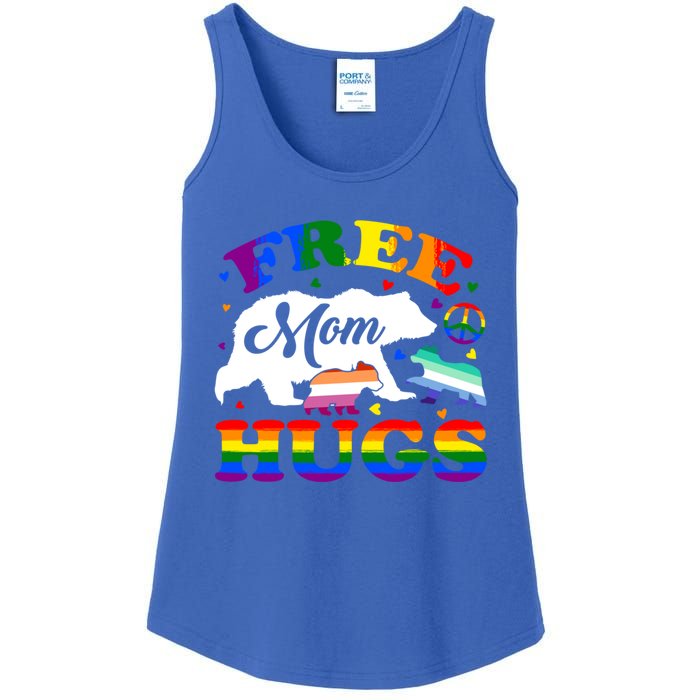 Lgbtq Pride Mama Bear Free Mom Hugs Vintage Rainbow Flag Funny Gift Ladies Essential Tank