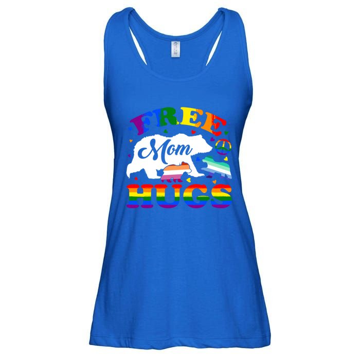 Lgbtq Pride Mama Bear Free Mom Hugs Vintage Rainbow Flag Funny Gift Ladies Essential Flowy Tank