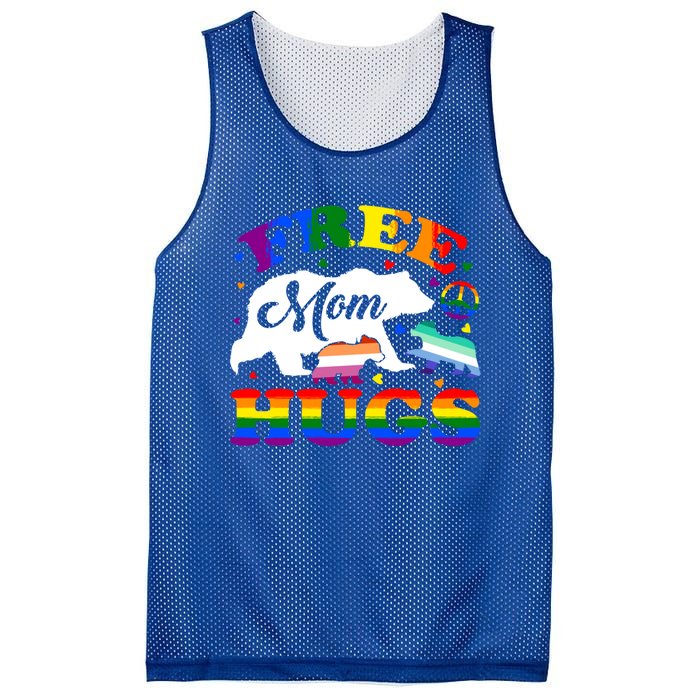 Lgbtq Pride Mama Bear Free Mom Hugs Vintage Rainbow Flag Funny Gift Mesh Reversible Basketball Jersey Tank