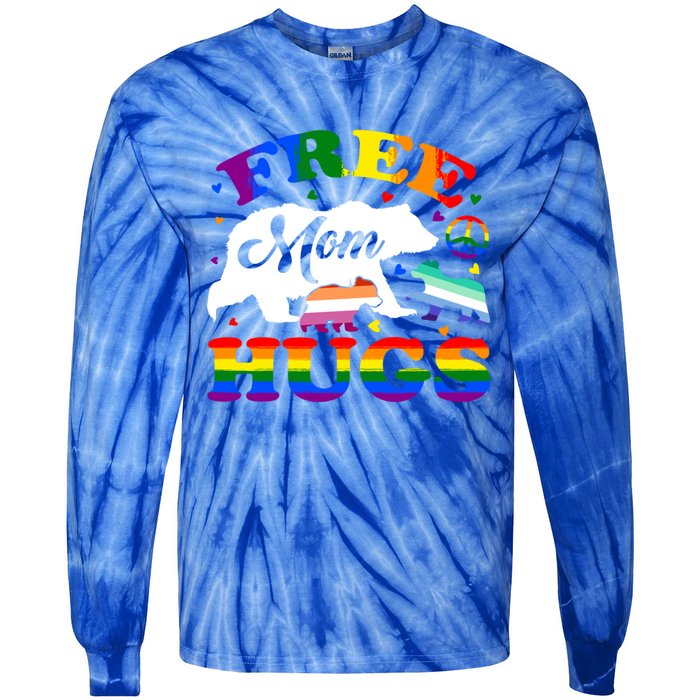 Lgbtq Pride Mama Bear Free Mom Hugs Vintage Rainbow Flag Funny Gift Tie-Dye Long Sleeve Shirt