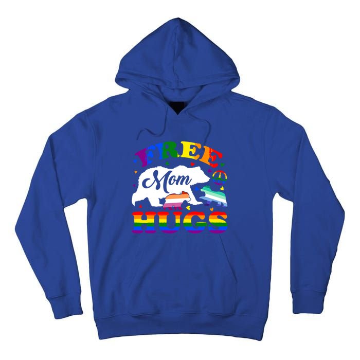 Lgbtq Pride Mama Bear Free Mom Hugs Vintage Rainbow Flag Funny Gift Tall Hoodie