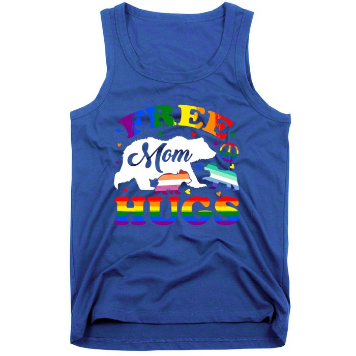 Lgbtq Pride Mama Bear Free Mom Hugs Vintage Rainbow Flag Funny Gift Tank Top