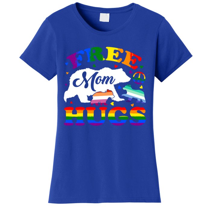 Lgbtq Pride Mama Bear Free Mom Hugs Vintage Rainbow Flag Funny Gift Women's T-Shirt