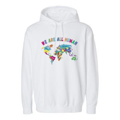 Lgbt Pride Month World Map We Are All Hu Equality Peace Gift Garment-Dyed Fleece Hoodie