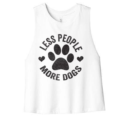 Less People More Dogs Funny Dog For Dog Lovers Women's Racerback Cropped Tank