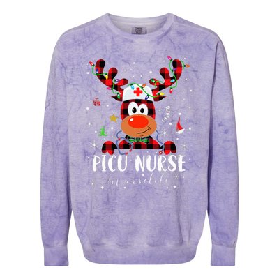 Love Picu Nurse Life Reindeer Nurse Christmas Pajama Xmas Colorblast Crewneck Sweatshirt