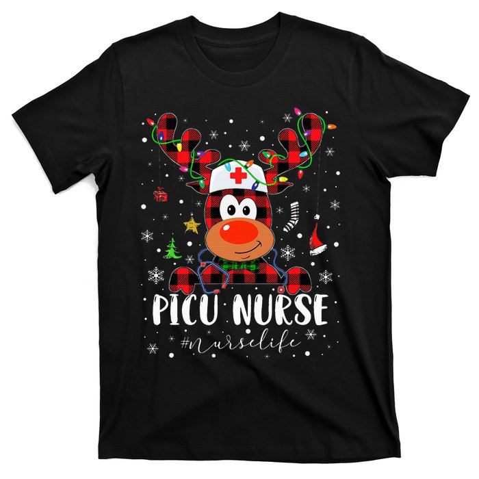 Love Picu Nurse Life Reindeer Nurse Christmas Pajama Xmas T-Shirt