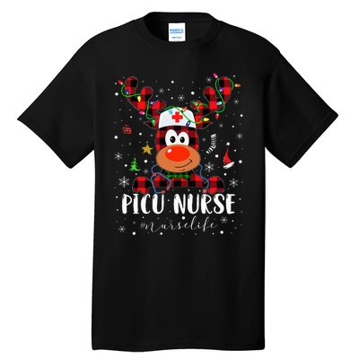 Love Picu Nurse Life Reindeer Nurse Christmas Pajama Xmas Tall T-Shirt