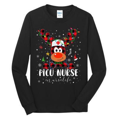 Love Picu Nurse Life Reindeer Nurse Christmas Pajama Xmas Tall Long Sleeve T-Shirt