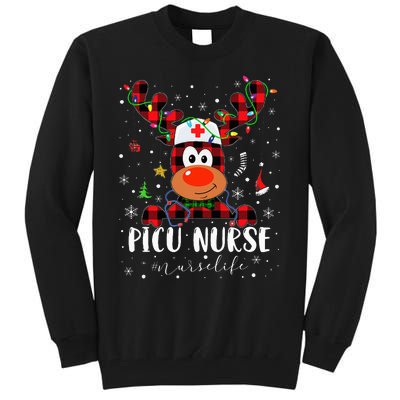 Love Picu Nurse Life Reindeer Nurse Christmas Pajama Xmas Tall Sweatshirt