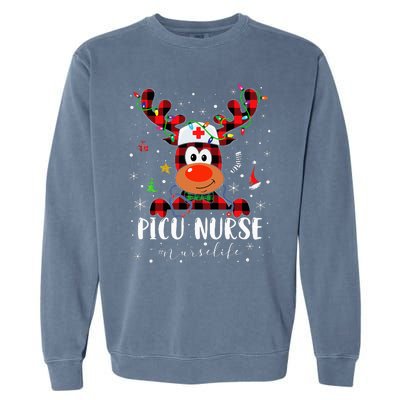 Love Picu Nurse Life Reindeer Nurse Christmas Pajama Xmas Garment-Dyed Sweatshirt