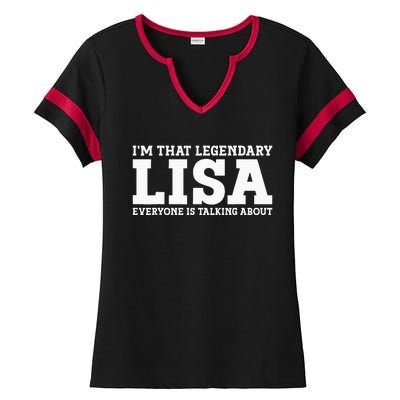 Lisa Personal Name Women Girl Funny Lisa Ladies Halftime Notch Neck Tee