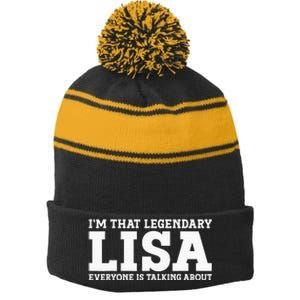 Lisa Personal Name Women Girl Funny Lisa Stripe Pom Pom Beanie