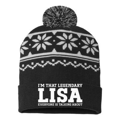 Lisa Personal Name Women Girl Funny Lisa USA-Made Snowflake Beanie