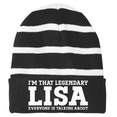 Lisa Personal Name Women Girl Funny Lisa Striped Beanie with Solid Band