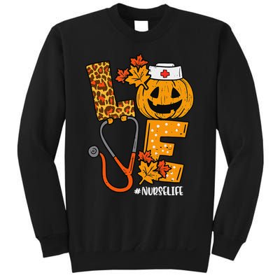 Love Pumpkin Nurse Halloween Costume Fall Scrub Top Gift Sweatshirt