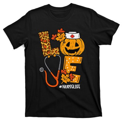 Love Pumpkin Nurse Halloween Costume Fall Scrub Top Gift T-Shirt