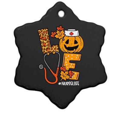 Love Pumpkin Nurse Halloween Costume Fall Scrub Top Gift Ceramic Star Ornament