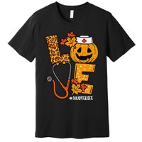 Love Pumpkin Nurse Halloween Costume Fall Scrub Top Gift Premium T-Shirt