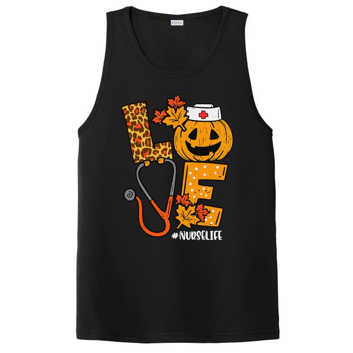 Love Pumpkin Nurse Halloween Costume Fall Scrub Top Gift PosiCharge Competitor Tank