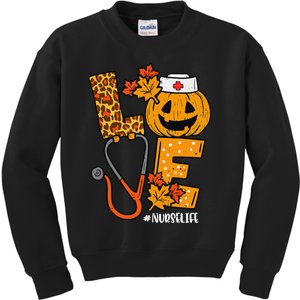 Love Pumpkin Nurse Halloween Costume Fall Scrub Top Gift Kids Sweatshirt