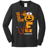 Love Pumpkin Nurse Halloween Costume Fall Scrub Top Gift Kids Long Sleeve Shirt