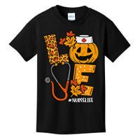 Love Pumpkin Nurse Halloween Costume Fall Scrub Top Gift Kids T-Shirt