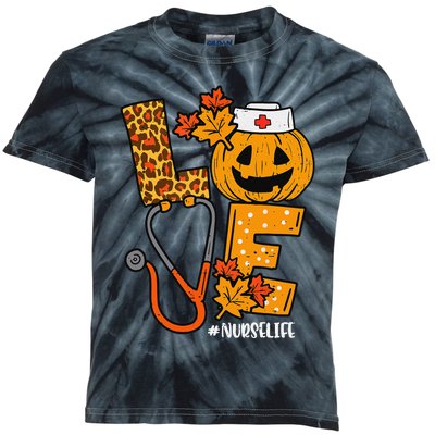 Love Pumpkin Nurse Halloween Costume Fall Scrub Top Gift Kids Tie-Dye T-Shirt