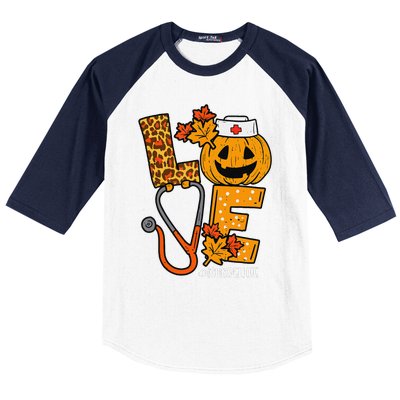 Love Pumpkin Nurse Halloween Costume Fall Scrub Top Gift Baseball Sleeve Shirt