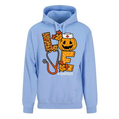 Love Pumpkin Nurse Halloween Costume Fall Scrub Top Gift Unisex Surf Hoodie