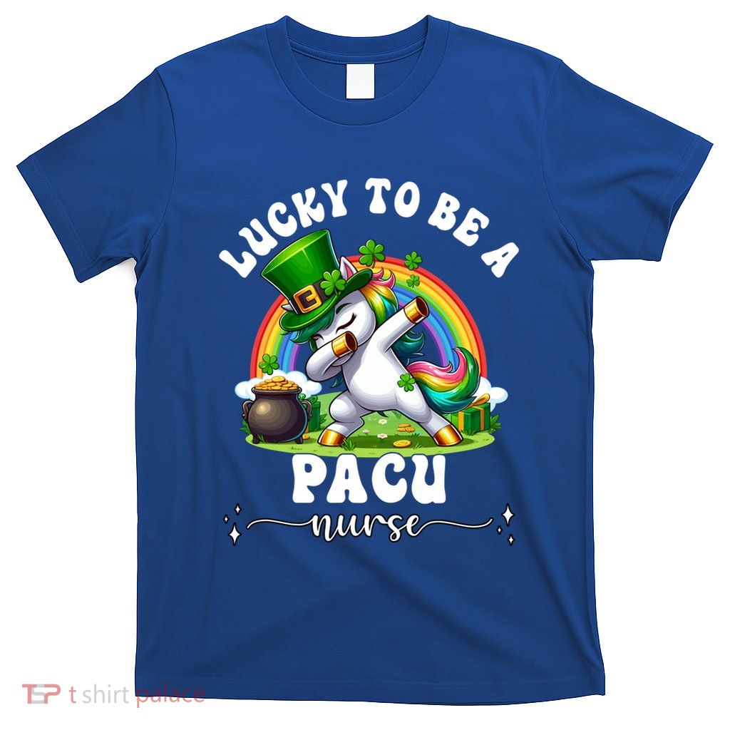 Lucky Pacu Nurse Dabbing Unicorn St Patrick’S Day Design Cute Gift T-Shirt
