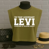 Levi Personal Name Funny Levi Garment-Dyed Women's Muscle Tee