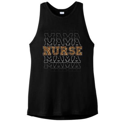 Leopard Print Nurse Mama Boho Ladies PosiCharge Tri-Blend Wicking Tank