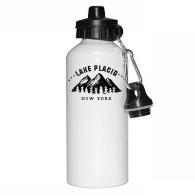 Lake Placid New York Outdoors Adventure Mountain Graphic Gift Aluminum Water Bottle 