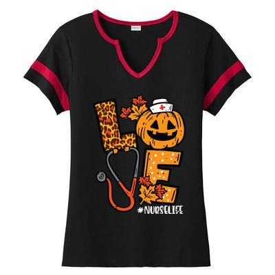 Leopard Pumpkin Nurse Halloween Costume Fall Scrub Top Women Ladies Halftime Notch Neck Tee