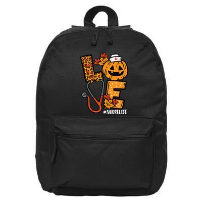 Leopard Pumpkin Nurse Halloween Costume Fall Scrub Top Women 16 in Basic Backpack